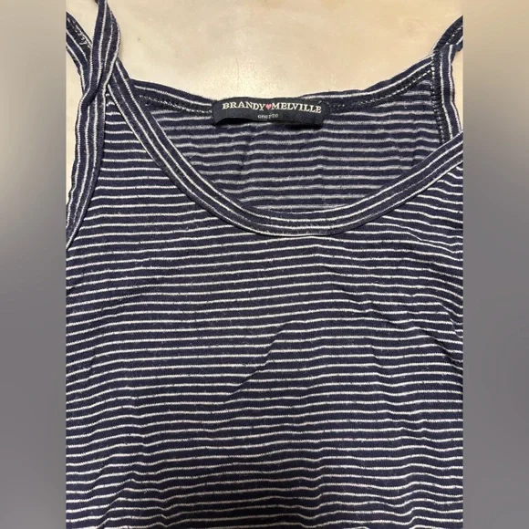 Brandy Melville Striped Navy Blue Women's Top - Picture 2 of 2